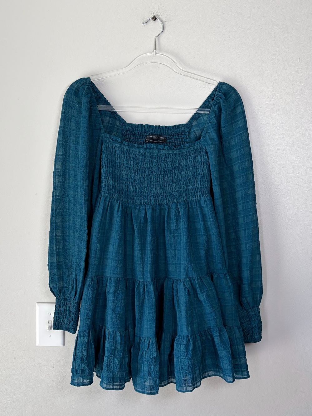 Urban Outfitters Teal River Smocked Mini Dress Fairy Cottagecore Ren Fair